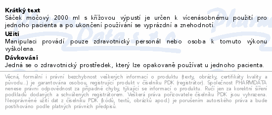 Sáček urinální 2000ml s křížovou výpustí Steriwund