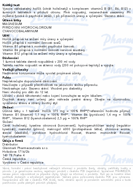 Magnesium B-komplex RAPID Glenmark tbl.eff.20