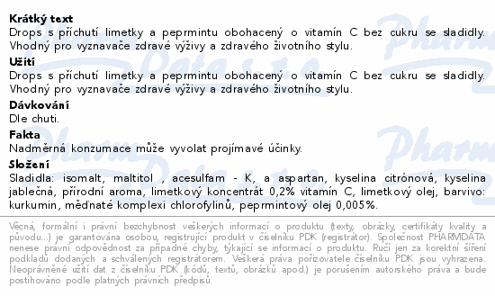 Vivil Limetka-peprmint+vitamín C bez cukru 60g