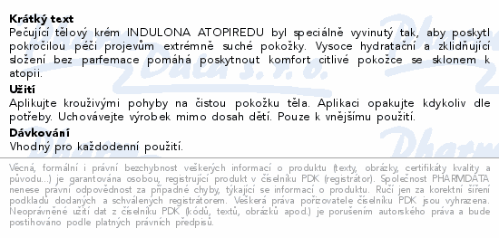 INDULONA Atopiredu ošetřující tělový krém 200ml