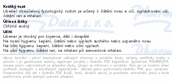 Libenar víceúčelový fyziologický roztok 15x5ml