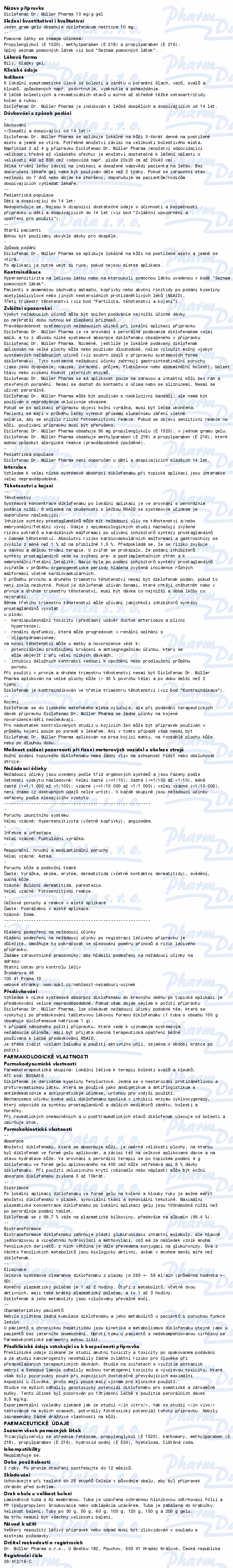 Diclofenac Dr.Müller Pharma 10mg/g gel 60g