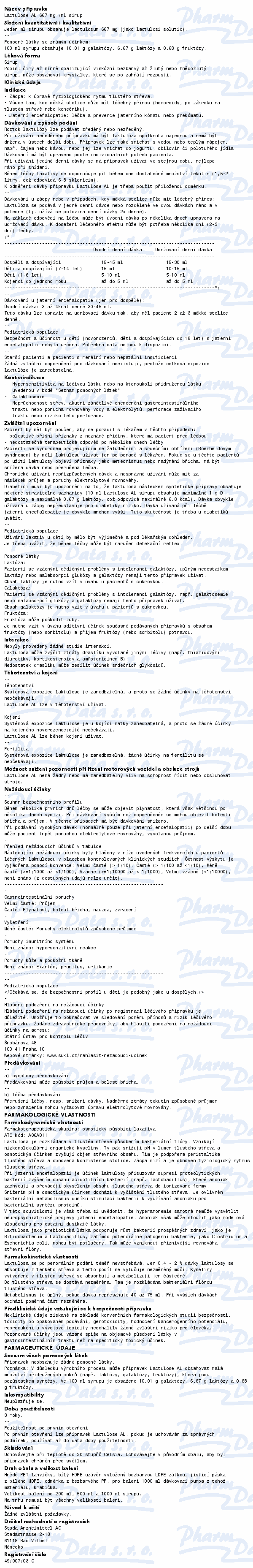Lactulose AL 667mg/ml sir.1x500ml